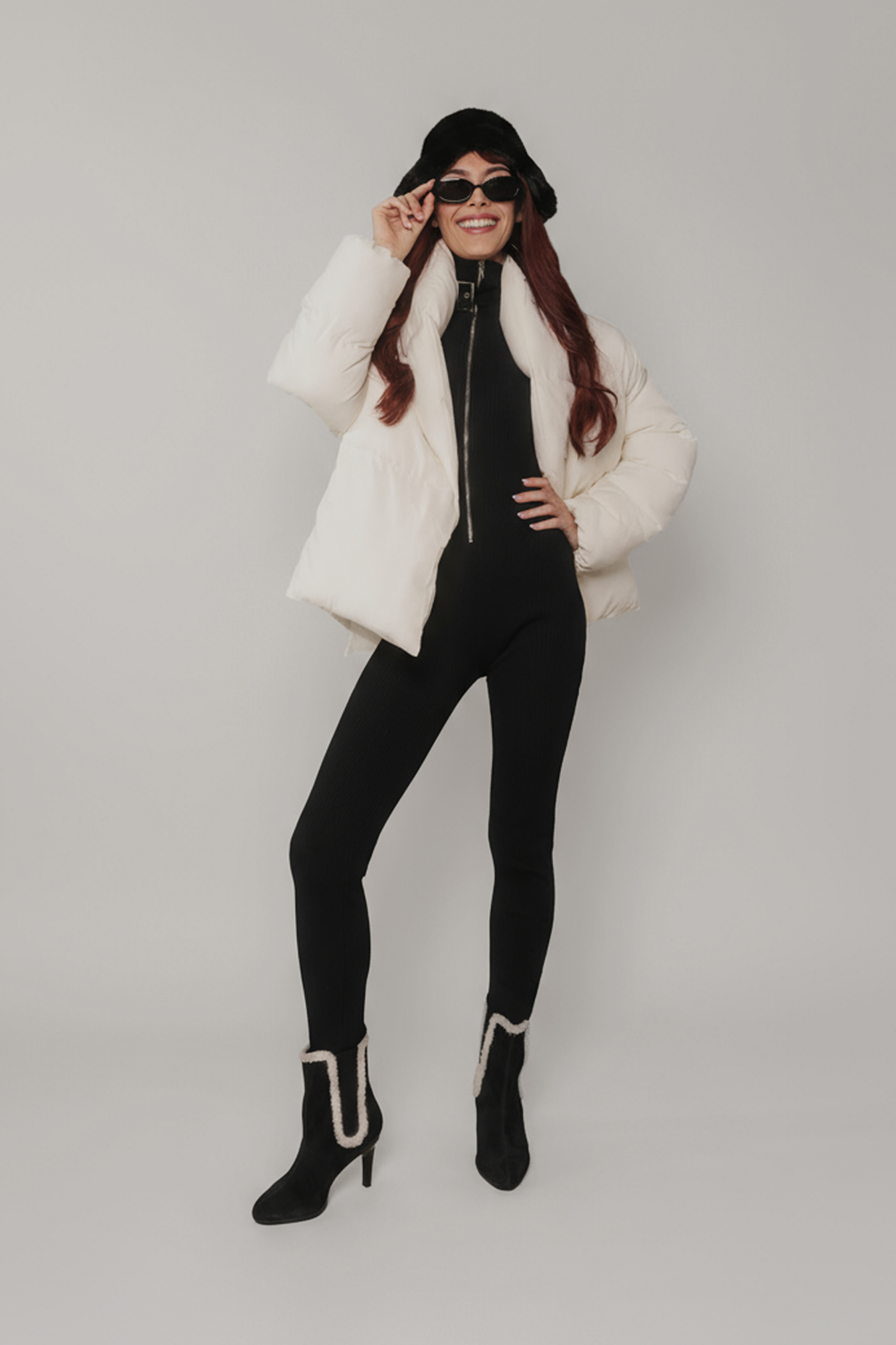The Chelsea - Coal Suede Sherpa 4 Stiletto