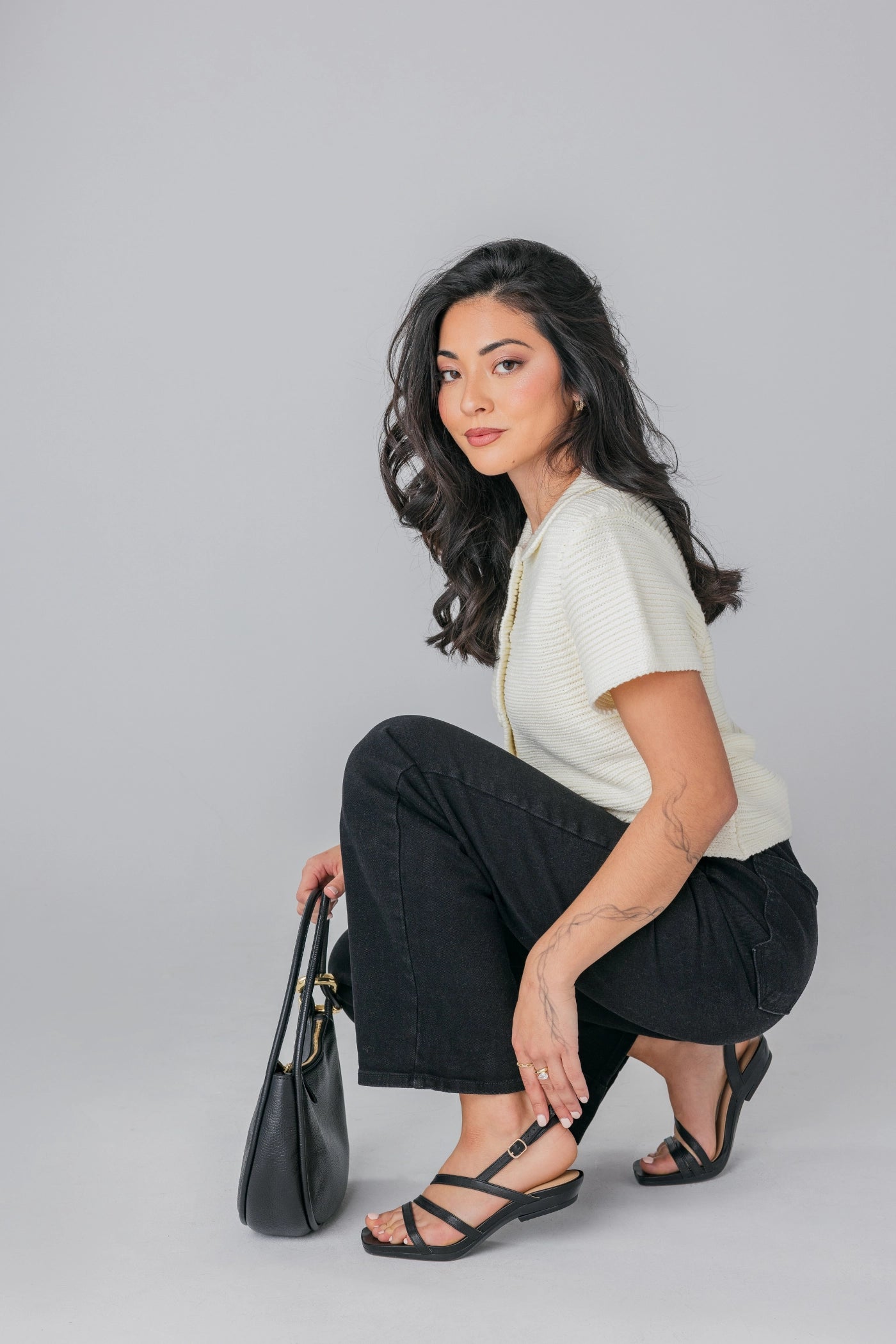 The Gia - Coal Leather 4 Stiletto