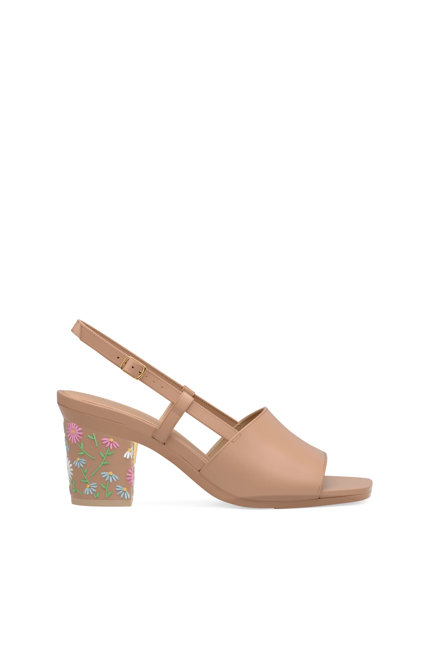 Block Heel Kit 3 Latte Daisy Embroidery