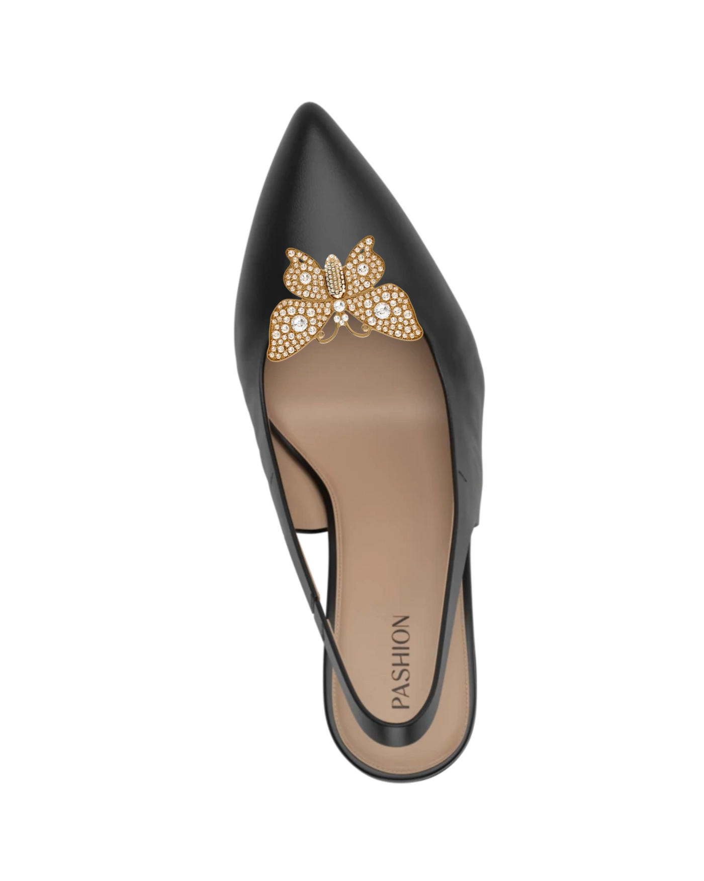 Rhinestone Butterfly Gold Toe Clip - Final Sale