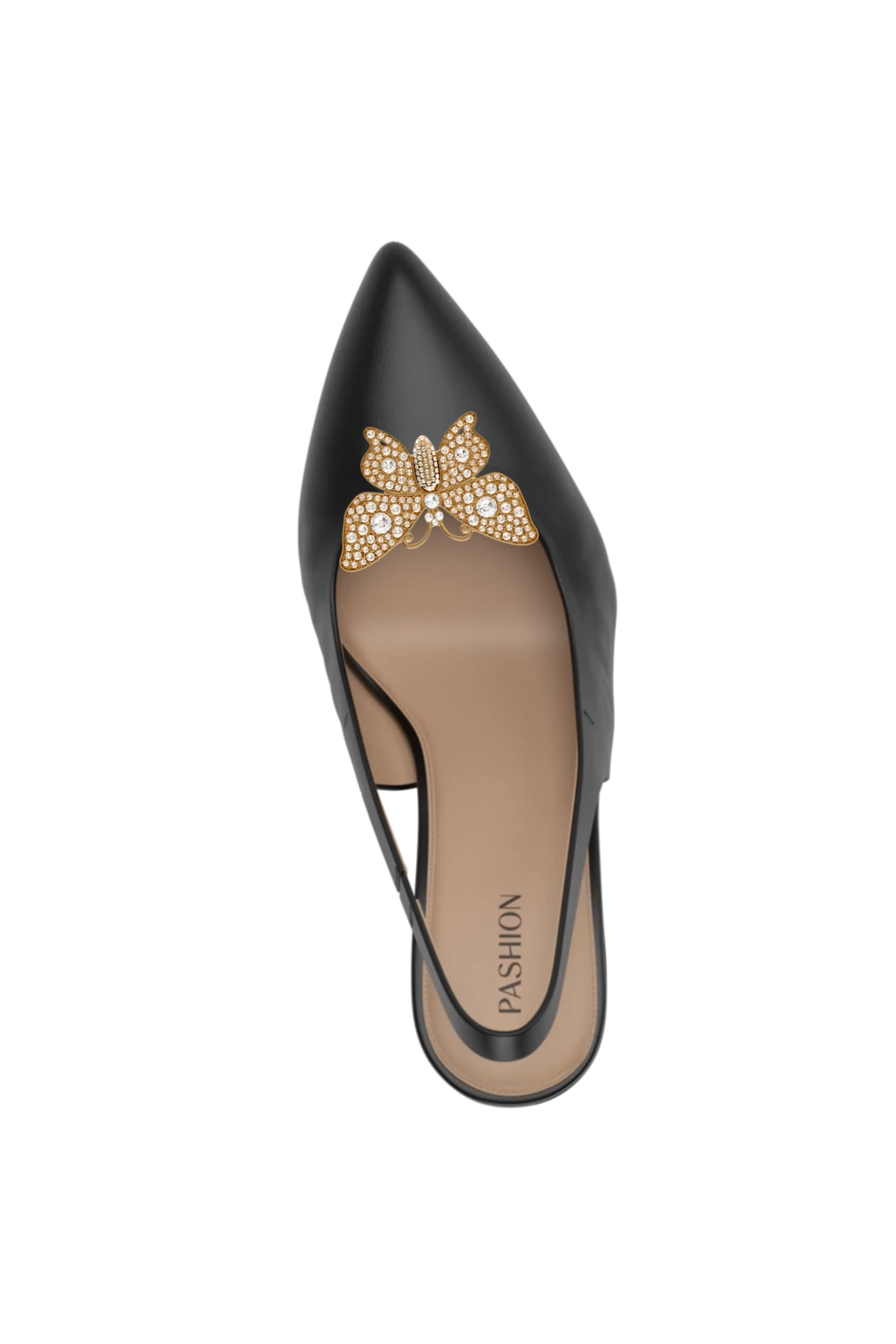 Rhinestone Butterfly Gold Toe Clip - Final Sale