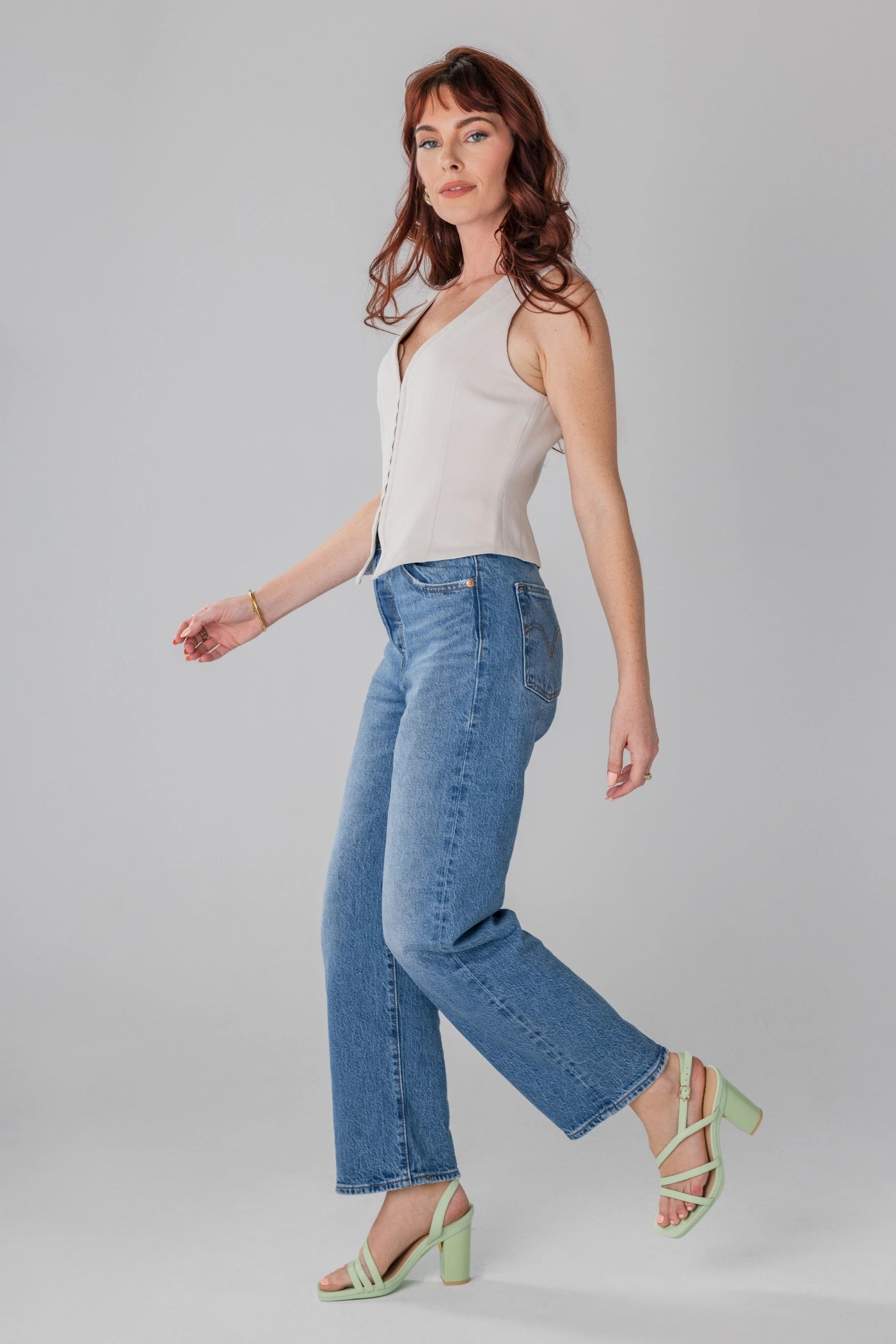 The Gia - Mint Leather 4 Flare Stiletto