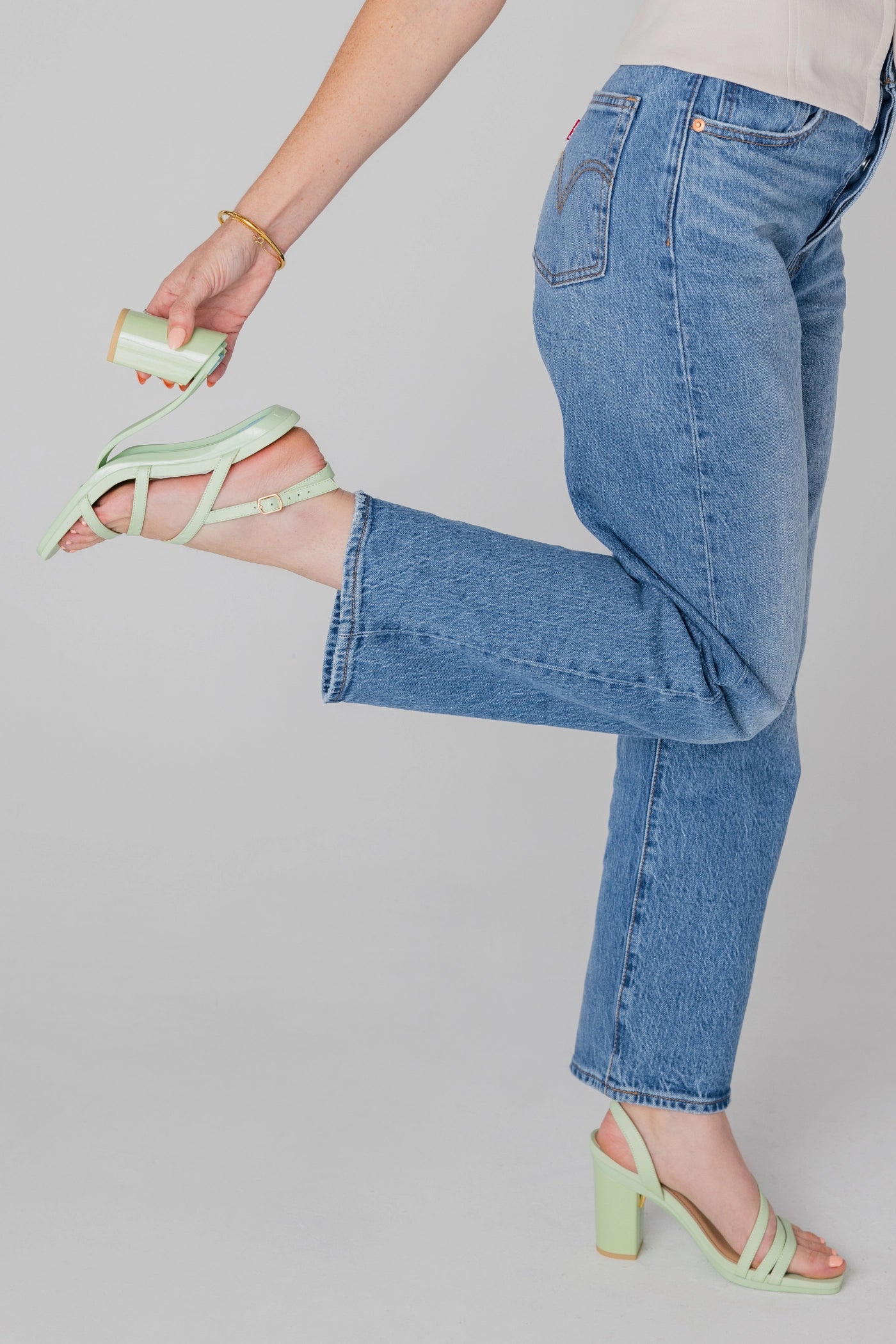 The Gia - Mint Leather 4 Flare Stiletto