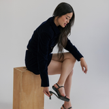 Miranda Sandal - Coal Black Leather 3 Stiletto