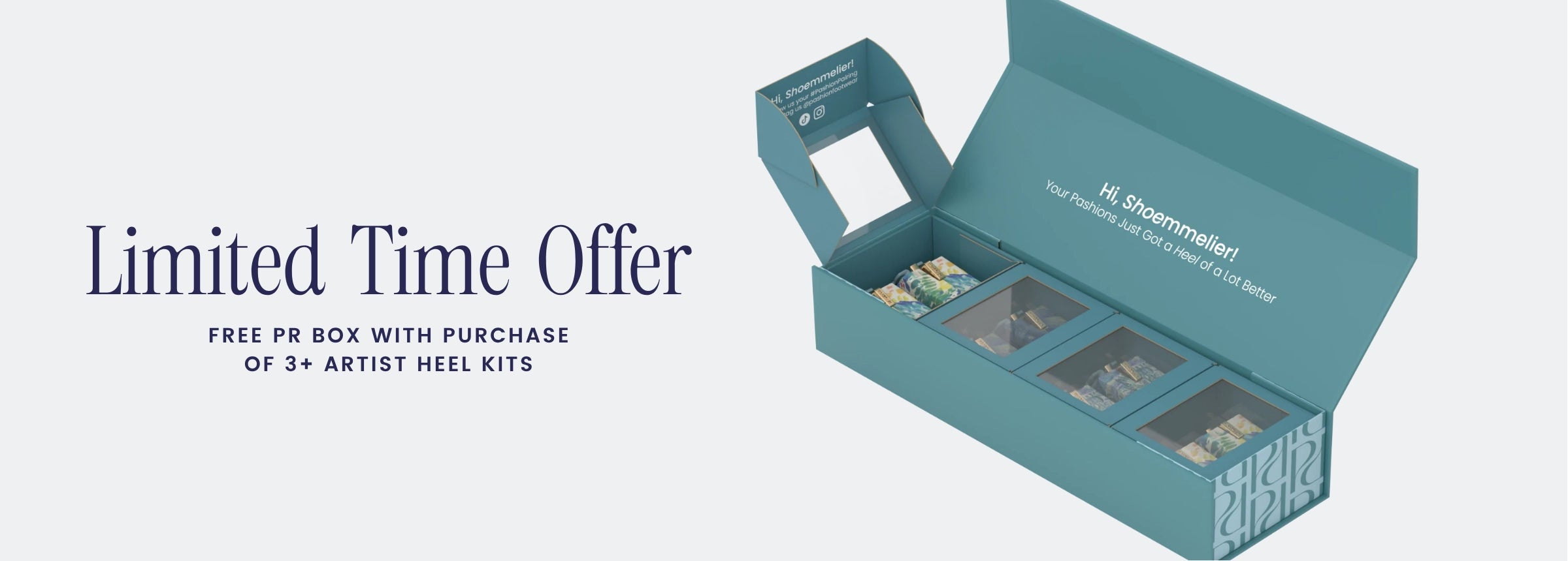 Limited Time Offer of Free PR Box for Heel Kits with purchase of Pashion Convertible Heels