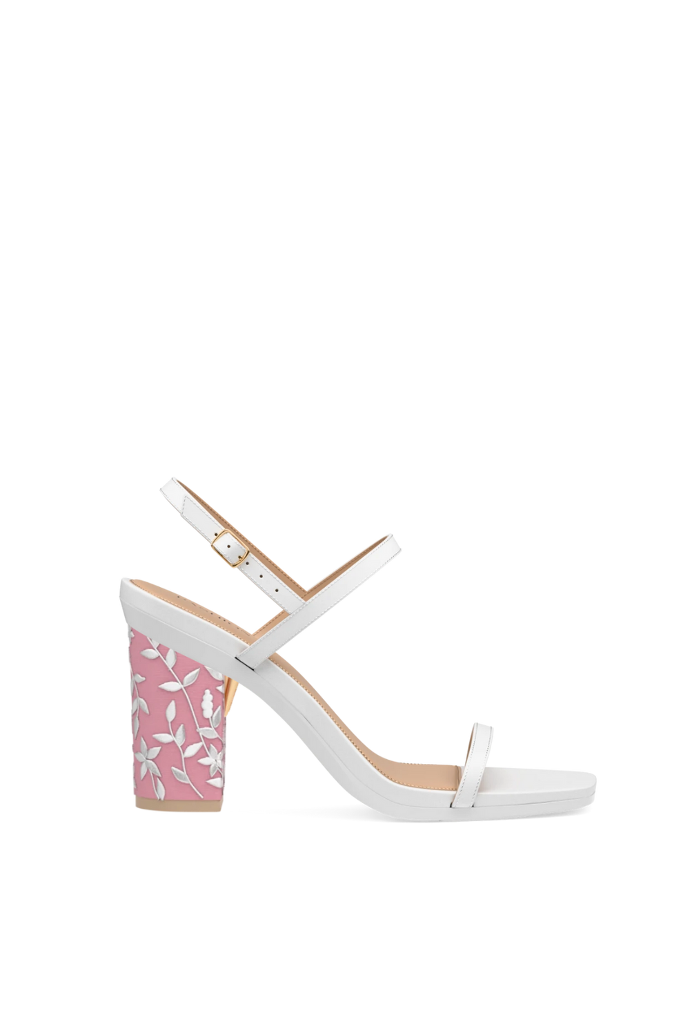 Custom Brown net embroidery block heels
