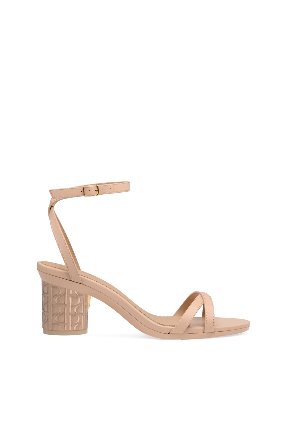 Cylinder Block Heel Kit 3 Sand Pashion Monogram Embroidery