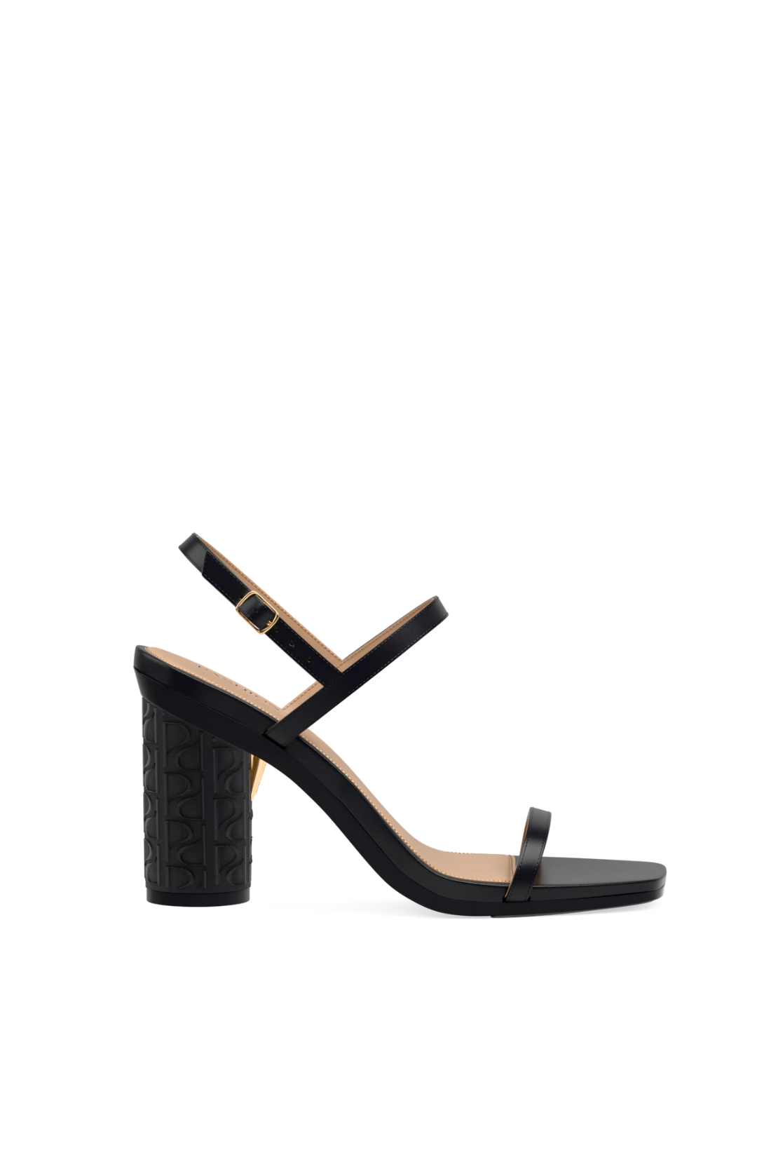 Cylinder Block Heel Kit 4 Coal Pashion Monogram Embroidery