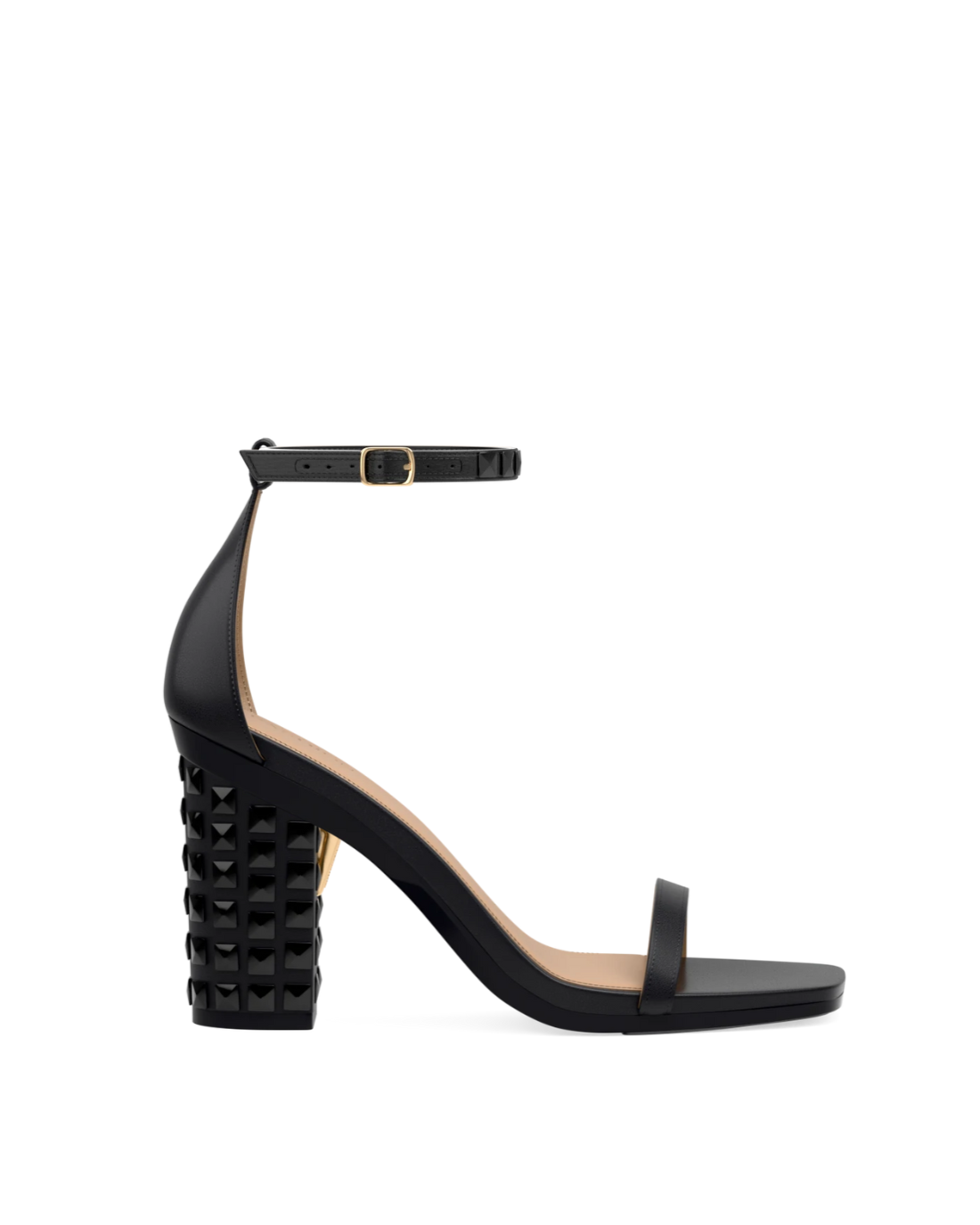Coal Black Stud Ankle Strap
