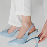 Audrey Buckle Slingback - Baby Blue Leather 4 Stiletto