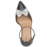 Mini Bow White Satin Pearl Toe Clip