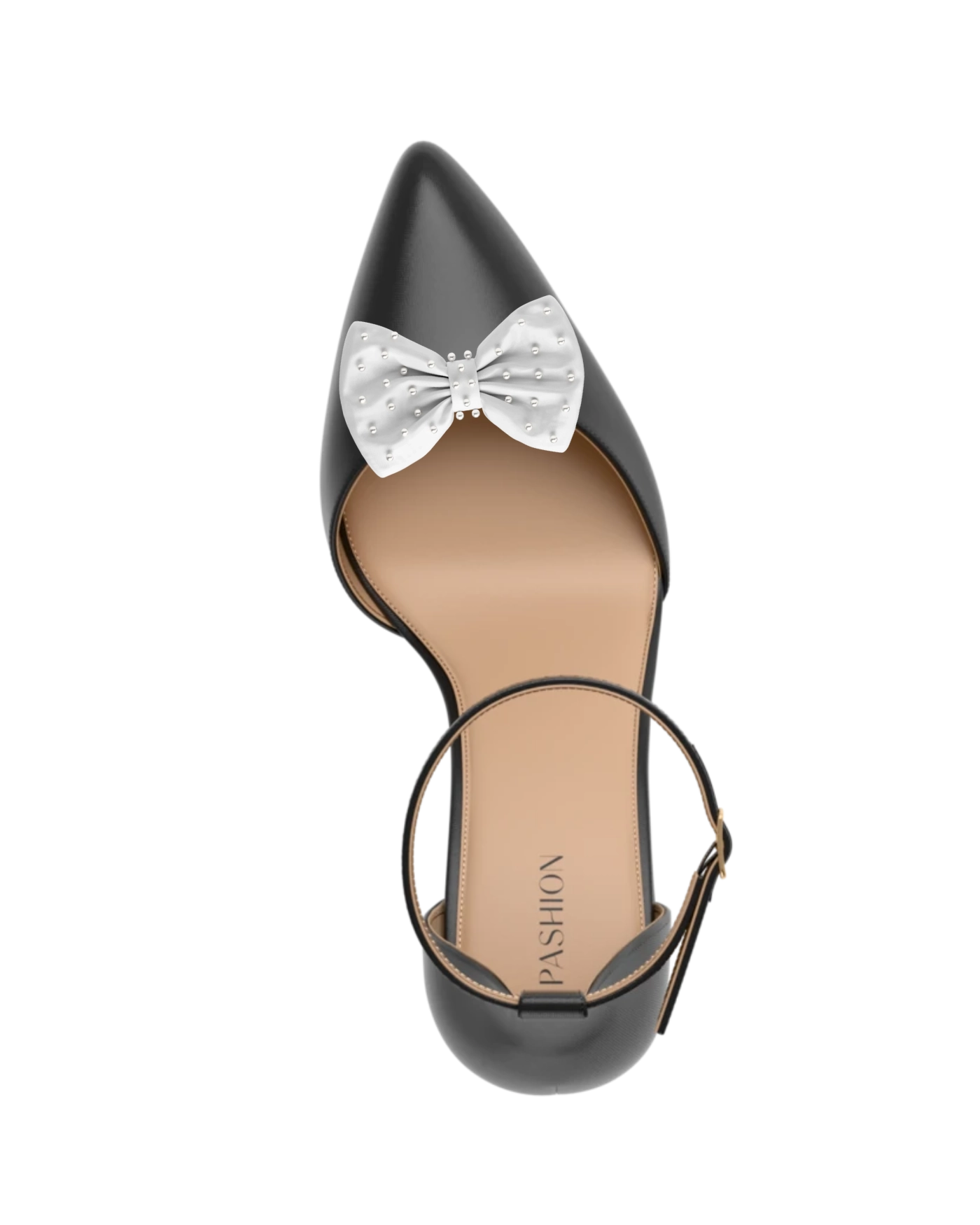 Mini Bow White Satin Pearl Toe Clip