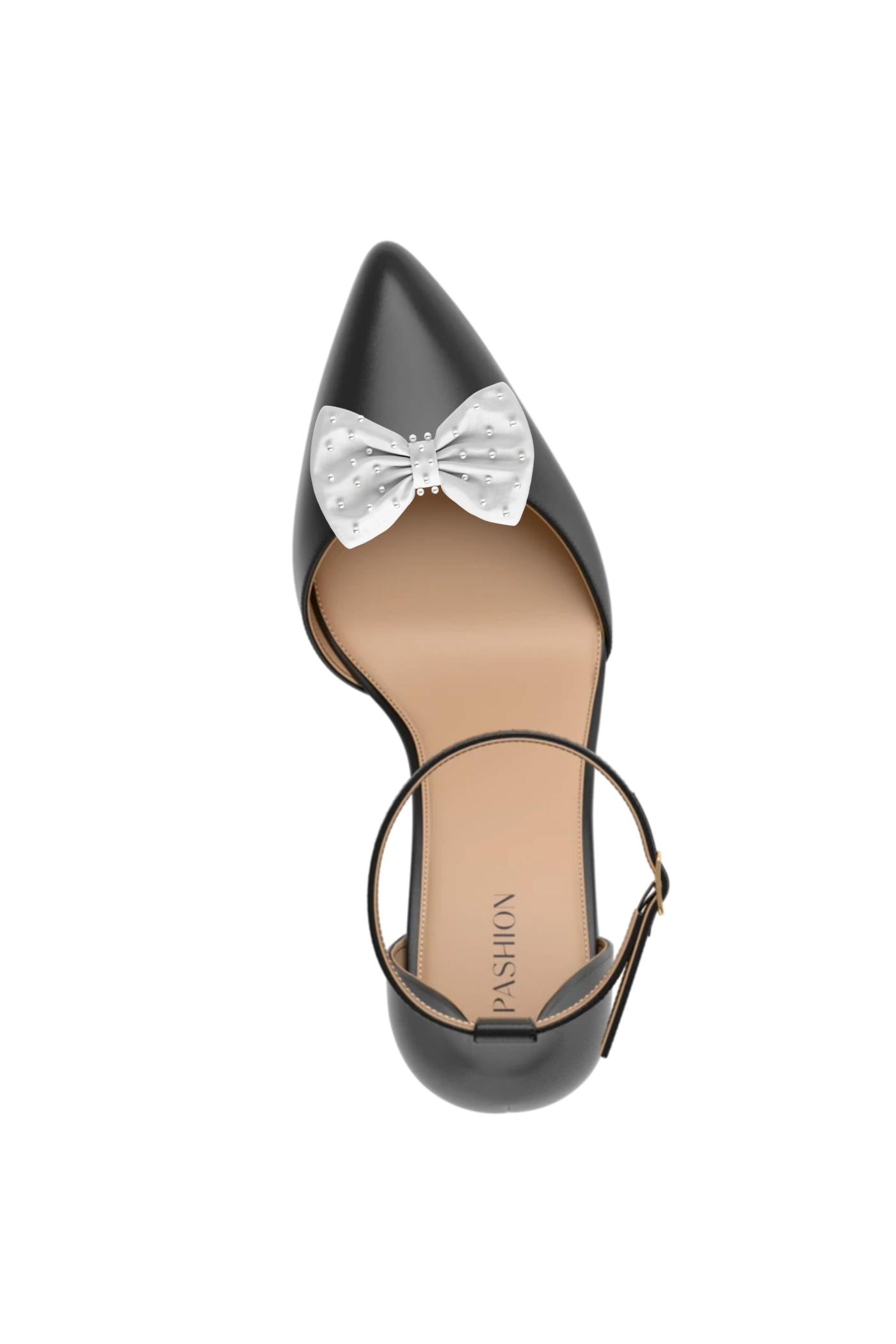 Mini Bow White Satin Pearl Toe Clip