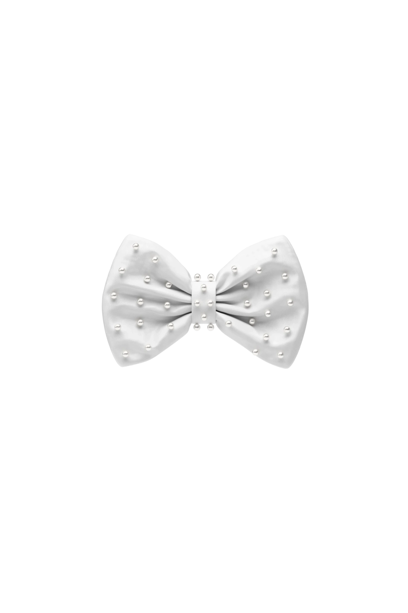 Mini Bow White Satin Pearl Toe Clip