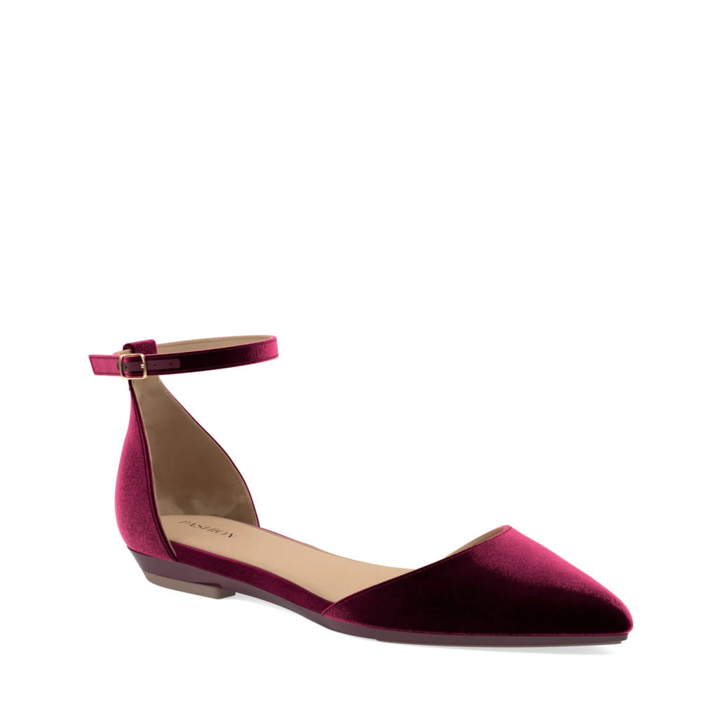 The D&#39;Orsay - Burgundy Velvet + Stiletto Heel Kit 3 Burgundy - Final Sale