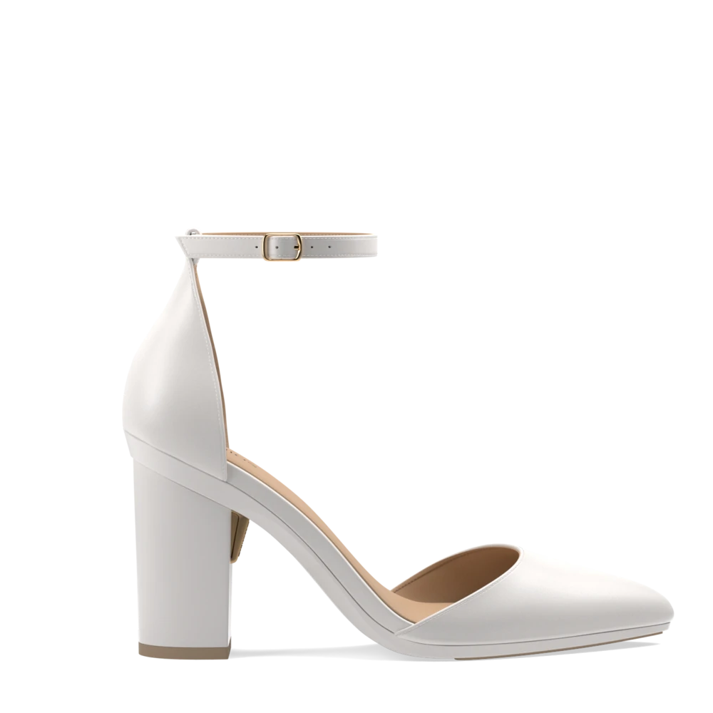 The D'Orsay - White Satin + Block Heel Kit 4 White