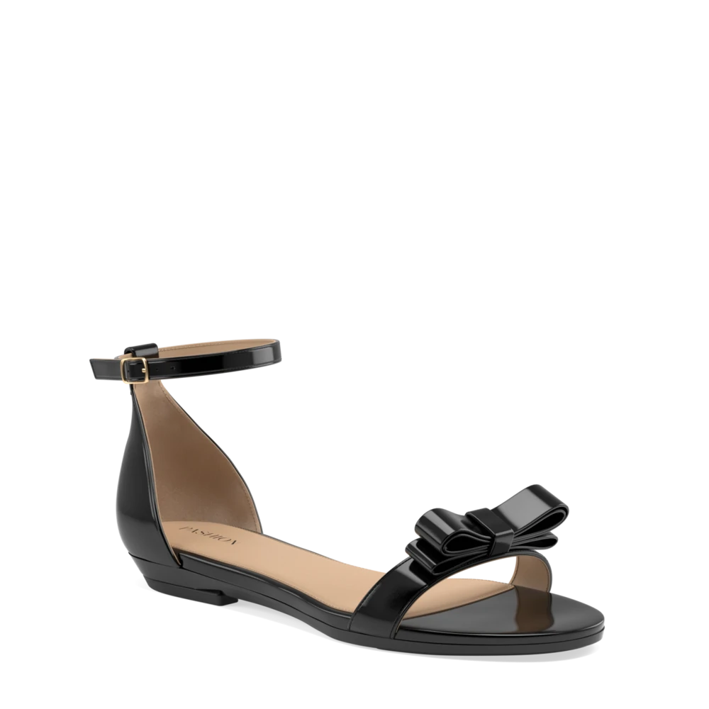 The Pashionista - Coal Patent Bow + Block Heel Kit 3 Coal - FINAL SALE