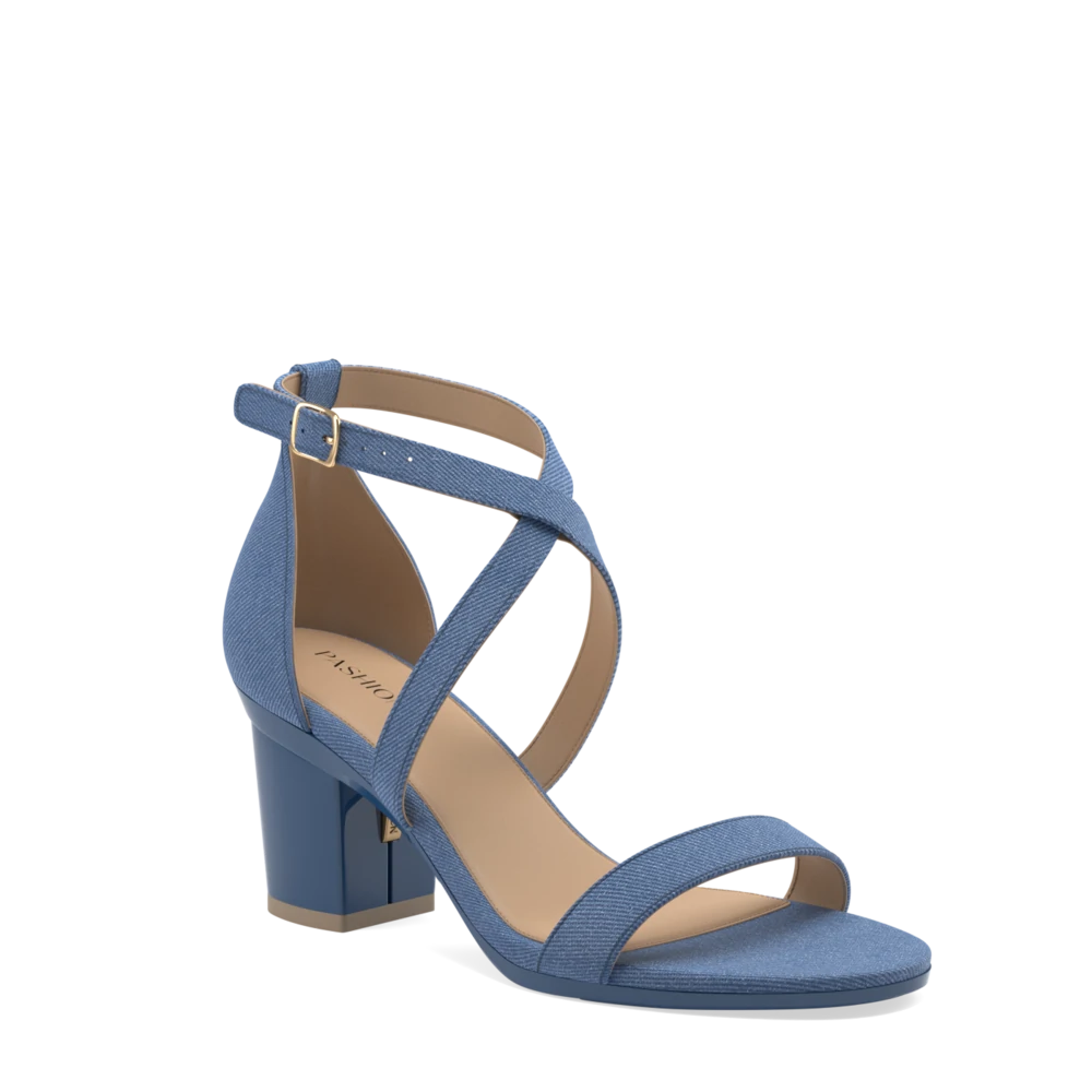 The Sandal - Blue Denim + Block Heel Kit 3 Blue Denim