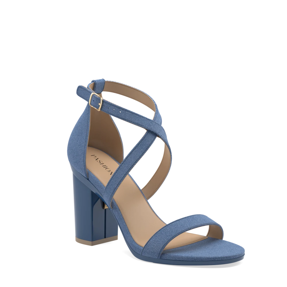 The Sandal - Blue Denim + Block Heel Kit 4 Blue Denim